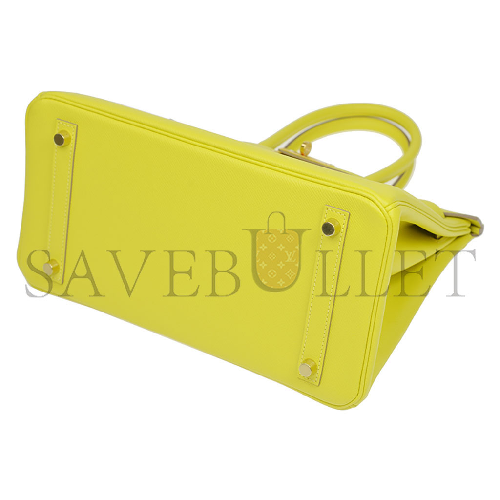 H**mes birkin 30 epsom leather lemon yellow gold buckle high end bag h028369cc9r (30*23*15cm)